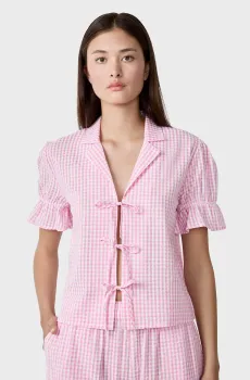 Женская розовая рубашка в клетку CORALY Розовый L Etam 6554084