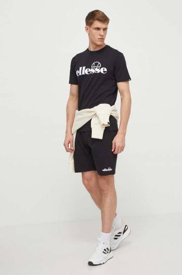 Хлопковая футболка Ellesse Fuenti Tee мужская цвет чёрный с принтом SHP16469 Хлопковая футболка Ellesse Fuenti Tee мужская цвет чёрный с принтом SHP16469