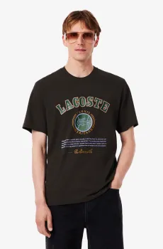 Мужская коричневая футболка Коричневый S Lacoste TH5910SKB