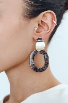 Золотисті комбіновані сережки овал