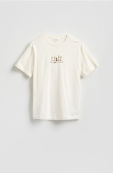Reserved - Футболка вільного крою з принтом - кремовий - 986HL-01X