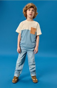 Джинси прямого крою з регульованим поясом - синій