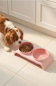 Набір мисок для тварин - пастельний рожевий