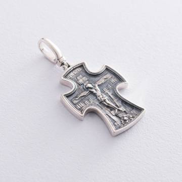 Серебряный православный крест "Распятие Христово. Святитель Николай" 132491 Серебряный православный крест "Распятие Христово. Святитель Николай" 132491