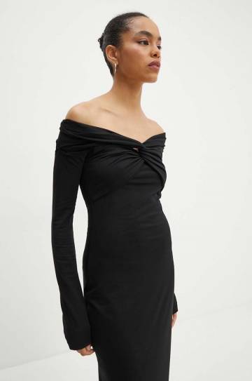 Платье Rotate Off Shoulder Dress цвет чёрный midi прямое 113026100 Платье Rotate Off Shoulder Dress цвет чёрный midi прямое 113026100