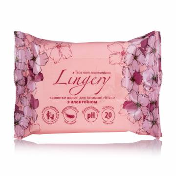 Влажные салфетки для интимной гигиены Lingery, с аллантоином, 20 шт Влажные салфетки для интимной гигиены Lingery, с аллантоином, 20 шт