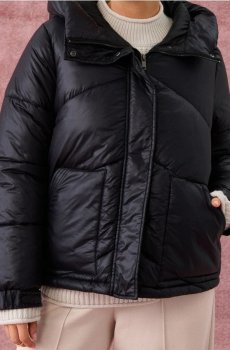 Квітована куртка puffer - чорний