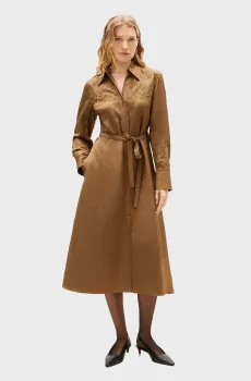 Женское коричневое платье EMBROIDERY Коричневый XS Tommy Hilfiger WW0WW47954