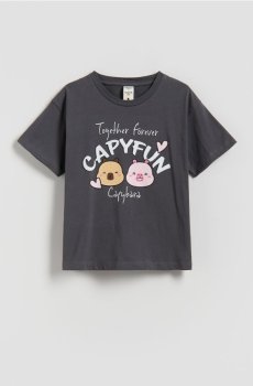 Reserved - Футболка Capybara CapyFun - темно-сірий - 438HU-90X