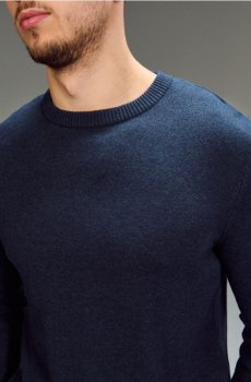 Основний бавовняний светр - темно-синій
