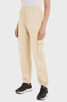 Женские бежевые спортивные брюки WOVEN LABEL UTILITY KNIT Бежевый S Calvin Klein Jeans J20J223589