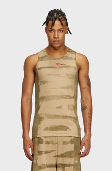 Мужская зеленая майка T-LIFTY-BLEEDING-DD Diesel x Damiano David Зеленый L Diesel A17762 0SPEL