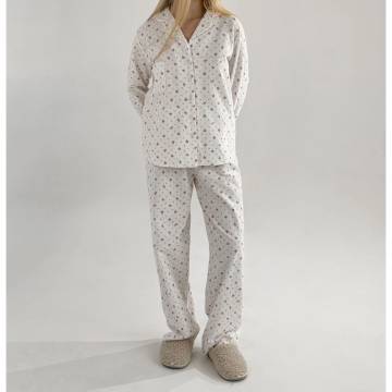 Пижамный комплект женский Miso Роза, фланель, штаны и кофта, белый, размер S (14009) Пижамный комплект женский Miso Роза, фланель, штаны и кофта, белый, размер S (14009)