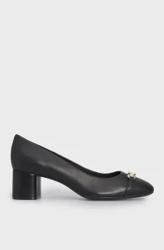 Женские черные кожаные туфли TH HARDWARE MID BLOCKY PUMP Черный 39 Tommy Hilfiger FW0FW07764