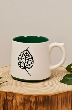 Керамічна чашка з принтом - зелений