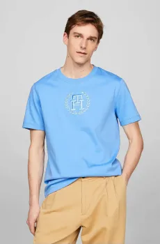 Мужская голубая футболка TONAL LAUREL EMBRO TEE Голубой XXL Tommy Hilfiger MW0MW34394