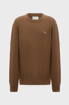 Мужской коричневый джемпер COTTON TEXTURED Коричневый L Gant 8030213