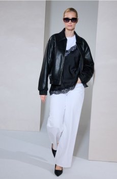 Байкерська куртка зі штучної шкіри - чорний