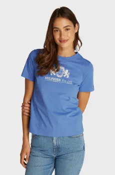 Женская голубая футболка SLIM VARSITY C-NK SS Голубой L Tommy Hilfiger WW0WW43892
