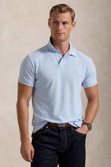 Хлопковое поло Polo Ralph Lauren однотонный 710938137 Хлопковое поло Polo Ralph Lauren однотонный 710938137