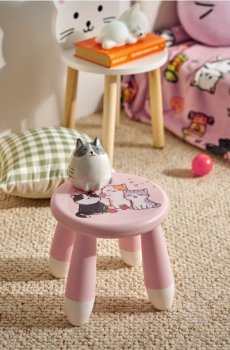 Дитячий стільчик із принтом кошенят - пастельний рожевий