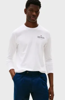Мужской белый лонгслив HILFIGER STACK Белый XL Tommy Hilfiger MW0MW41293