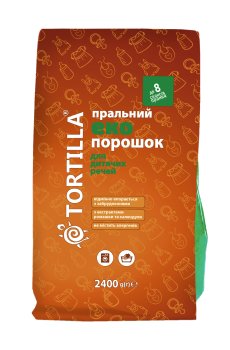Стиральный экопорошок Tortilla для детских вещей, 8 стирок, 2.4 кг