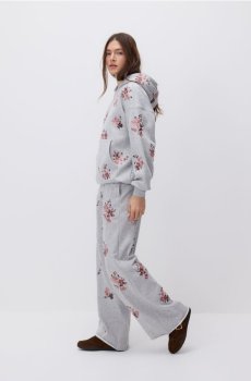 Reserved - Штани з декоративною вишивкою - світло-сірий - 015HT-09X