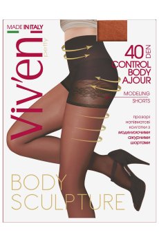 Колготки женские Viven petty Control Body Ajour с моделирующими шортиками, 40 DEN, бронз, размер 6