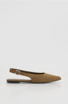 Reserved - Замшеві балетки з відкритою п’ятою - бежевий - 847ID-80X