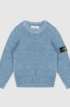 Детский голубой свитер с патчем логотипа