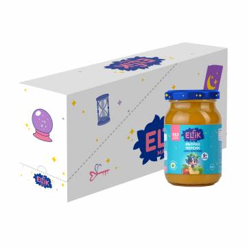 Детское фруктовое пюре Elfik Magic Яблоко и персик, без добавленного сахара, от 5 месяцев, 12*170 г Детское фруктовое пюре Elfik Magic Яблоко и персик, без добавленного сахара, от 5 месяцев, 12*170 г