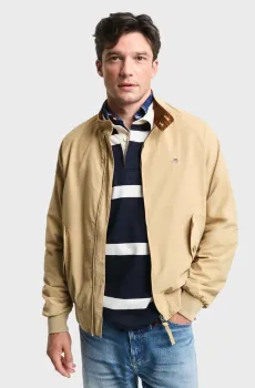 Мужская бежевая ветровка COTTON HARRINGTON JACKET Бежевый L Gant 7006484