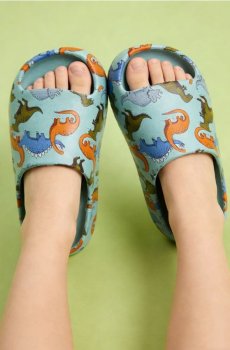 Капці з мотивом динозаврів - бірюзовий
