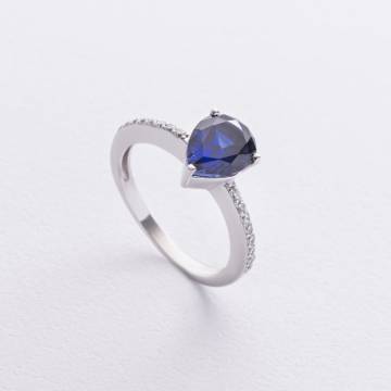 Серебряное кольцо с сапфиром и фианитами 1854/1р-HSPH Серебряное кольцо с сапфиром и фианитами 1854/1р-HSPH