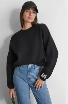 Женский черный шерстяной свитер Черный XS DKNY D2G4A159