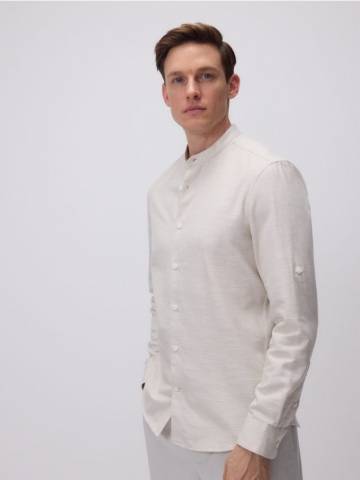 Reserved - Сорочка slim fit із високим вмістом бавовни - бежевий - 7996H-08X Reserved - Сорочка slim fit із високим вмістом бавовни - бежевий - 7996H-08X