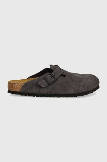 Замшевые шлепанцы Birkenstock Boston цвет серый 1028602 Замшевые шлепанцы Birkenstock Boston цвет серый 1028602
