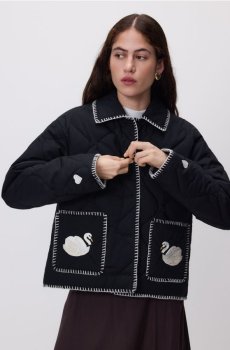 Reserved - Куртка з контрастним оздобленням - чорний - 648JO-99X