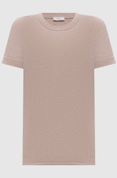 Бежевая меланжевая футболка с отворотами