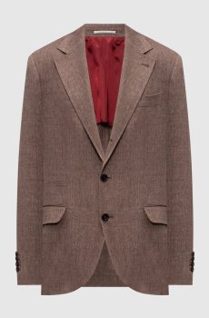 Коричневый блейзер из льна и шерсти