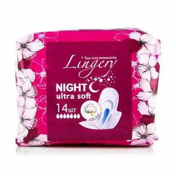 Прокладки для критических дней Lingery Night Ultra Soft, 14 шт Прокладки для критических дней Lingery Night Ultra Soft, 14 шт