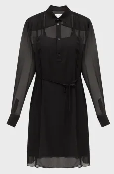 Женское черное платье GEORGETTE MINI SHIRT Черный XS Calvin Klein K20K207145