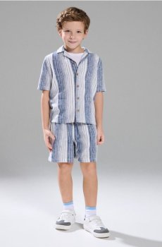 Смугасті бавовняні шорти - темно-синій