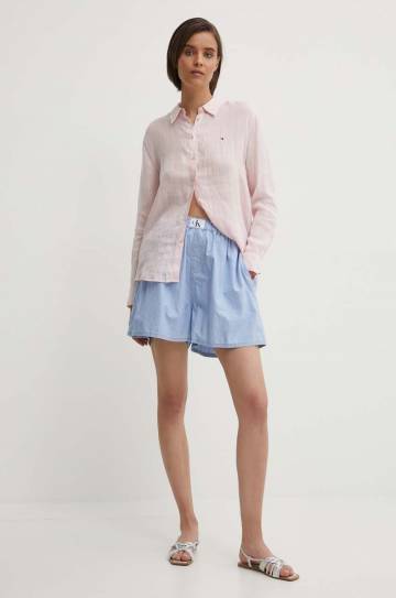 Хлопковые шорты Calvin Klein Jeans однотонные высокая посадка J20J224344 Хлопковые шорты Calvin Klein Jeans однотонные высокая посадка J20J224344