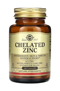 Цинк хелатный Solgar Chelated Zinc 22 мг, 100 таблеток