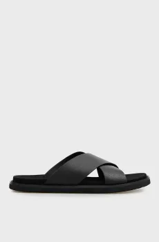Мужские черные кожаные слайдеры Harrison Черный 40 PRPY PRSLT8899M