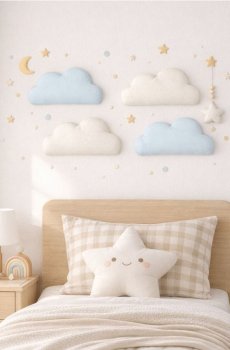 Набір м’яких панелей у формі хмари, 2 шт. - білий