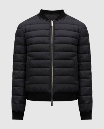 Черный пуховый бомбер с нашивкой логотипа