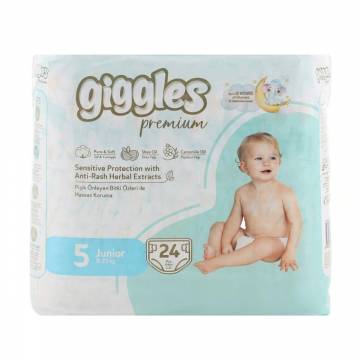 Подгузники Giggles Premium Junior размер 5 (11-25 кг), 24 шт Подгузники Giggles Premium Junior размер 5 (11-25 кг), 24 шт